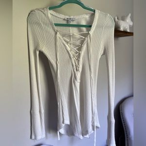 Tie front knit top